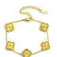 Gold 4 Clovers Plated Adjustable Chain Bracelet