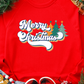 Red Merry Christmas Graphic Crew Neck Pullover Sweatshirt