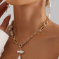 Gold Faux Pearl Daisy Jointed Chain Choker Necklace