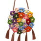 Coffee Colorful Flower Crochet Tasseled Shoulder Bag