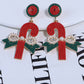 Racing Red Christmas Sweet Candy Canes Beaded Earrings