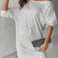 Slash Neck Batwing Sleeve Allover Sequins Dress