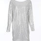 Slash Neck Batwing Sleeve Allover Sequins Dress