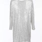 Slash Neck Batwing Sleeve Allover Sequins Dress