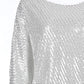 Slash Neck Batwing Sleeve Allover Sequins Dress