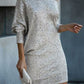 Slash Neck Batwing Sleeve Allover Sequins Dress