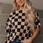 Light French Beige Checkmate Boyfriend Casual Tee