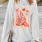 White Cowgirl Boots Hat HOWDY Graphic Corded Sweatshirt