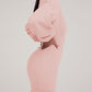 O neck Lantern Sleeve Mini Bodycon Sweatshirt Dress