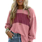 Peach Blossom Colorblock Striped Bishop Sleeve Top