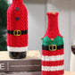 Racing Red Christmas Stripes Knitted Jingle Bell Wine Bottle Sleeve