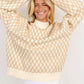 Oatmeal Diamond Knit Drop Shoulder Loose Sweater