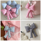 Pink Gingham Puffer Bow Knot Bag Pendant Keychain