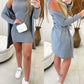 Sleeveless Mock Neck Bodycon Dress & Long Sleeve Coat Set