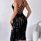 Hollow Out Fishnet Backless Bodycon Dress