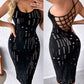 Hollow Out Fishnet Backless Bodycon Dress