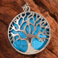 Blue Boho Tree of Life Crystal Round Pendant Necklace