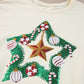 Apricot Christmas Tinsel Star Side Slits Colorblock Sweatshirt