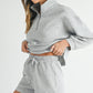 Light Grey Stand Neck Zipped Sweatshirt and Shorts Set