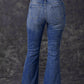 Sky Blue Slight Distressed Medium Wash Flare Jeans