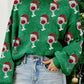 Dark Green Cheer for Christmas Round Neck Casual Sweater