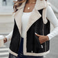 Pu Notched Collar Sleeveless Jacket Front Pocket Chain Fall and Winter Coat