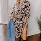 Black Plus Size Floral Printed Puff Sleeve Collared Maxi Dress