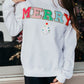 Beige MERRY Christmas Tree Chenille Patch Graphic Sweatshirt