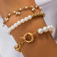 Gold 3pcs Pearl Plated Alloy Beaded Bracelet Set