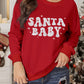 Red SANTA BABY Embroidered Crewneck Christmas Sweatshirt