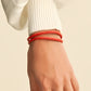 Red Clay Metal Decor PU Leather Braided Bracelet