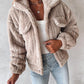 Turn down Collar Buttoned Teddy Jacket