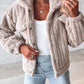 Turn down Collar Buttoned Teddy Jacket