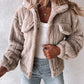 Turn down Collar Buttoned Teddy Jacket