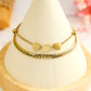 Gold Triple Heart Double Layer Adjustable Chain Bracelet