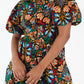 Multicolour Floral Puff Short Sleeve Shirt Mini Dress