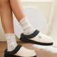 White Color Block Plush Lined Winter Slippers