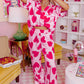 Pink Classic Heart Valentines Short Sleeve Pants Pajamas Set