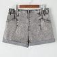 Gray Zipped Light Wash Cuffed Edge Denim Shorts