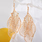 Gold Hollow Out Leaves Plated Alloy Hook Earrings