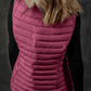 Burgundy Plush Collared Quilted Zipped Puffer Vest