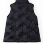 Black Quilted High Neck Zip Up Jacket Vest