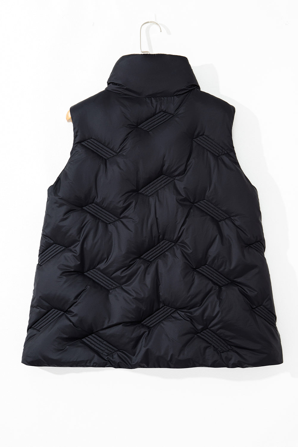 Black Quilted High Neck Zip Up Jacket Vest