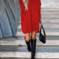 High Neck Long Sleeve Knit Sweater Dress