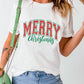 White MERRY Christmas Graphic Round Neck T Shirt