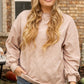 Parchment Plus Size Textured Drop Shoulder Crew Neck Sweatshirt