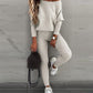 2PCS Long Sleeve Top & High Waist Drawstring Pants Set