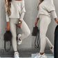 2PCS Long Sleeve Top & High Waist Drawstring Pants Set