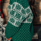 Green Christmas Snowflake Dotted Print Round Neck Sweater