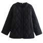 Black Quilted Side Pockets Snap Button Puffer Jacket